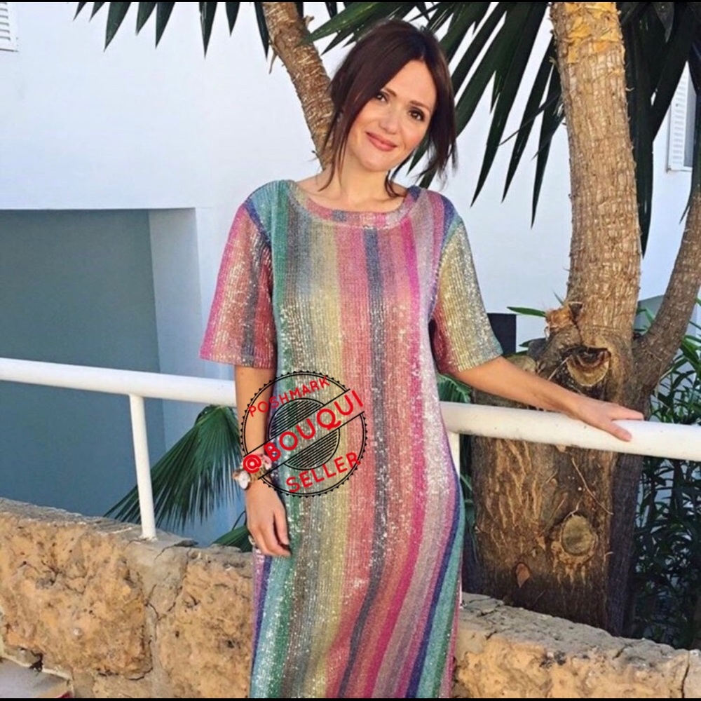 BLOGGERS FAV ZARA RAINBOW SEQUINS DRESS - Picture 5 of 8